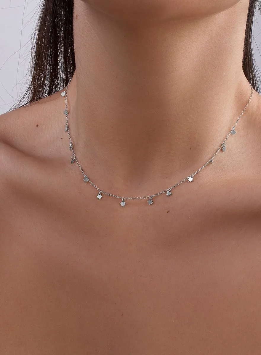 Collares con colgantes de plata diseo mini estrellas