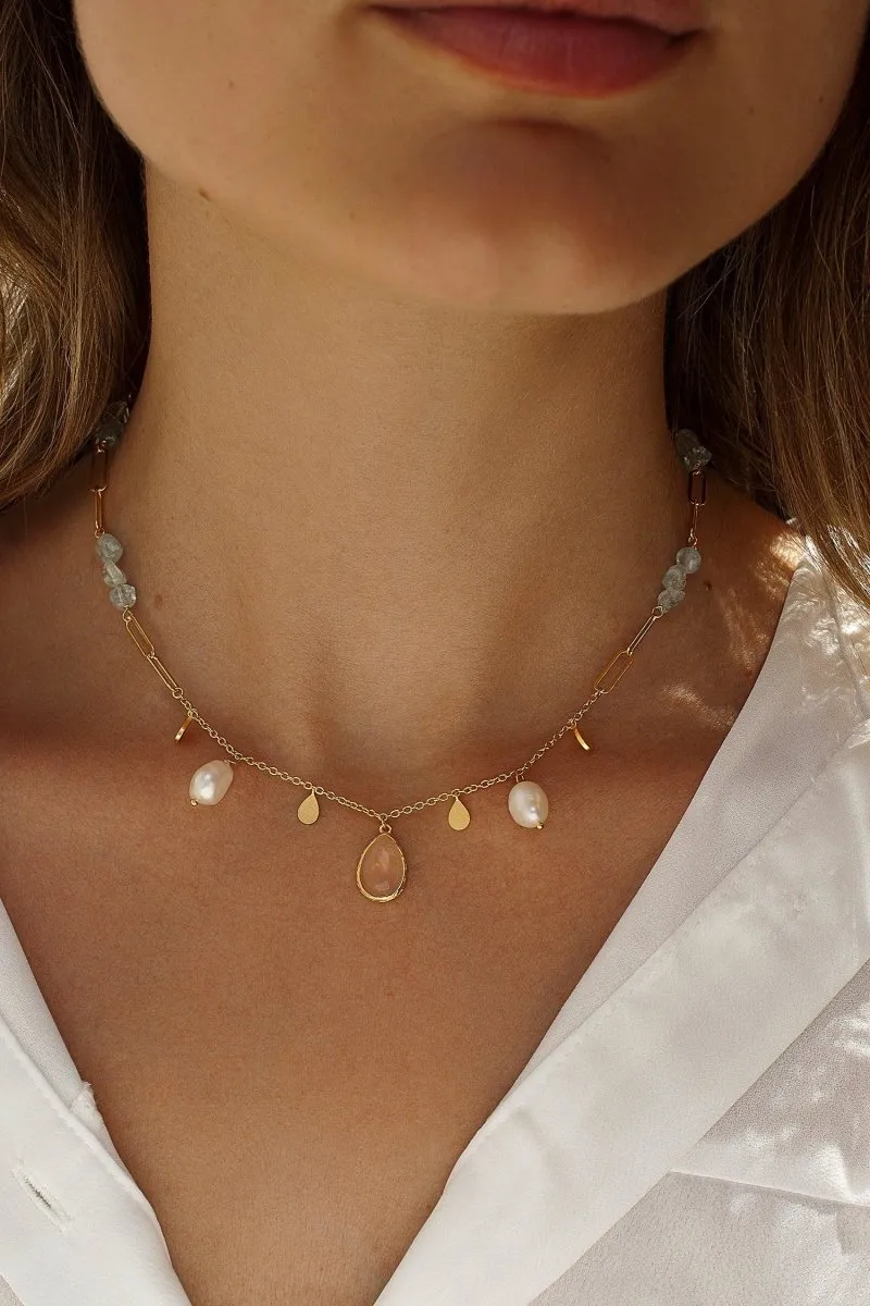 Collares con colgantes diseo de perlas  gemas y eslabones