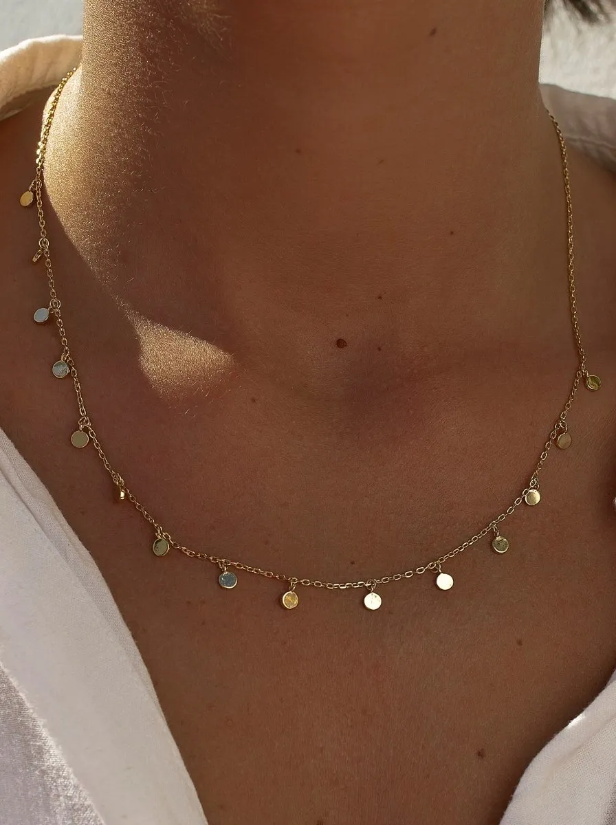 Collares con colgantes estilo mini círculos baados en oro