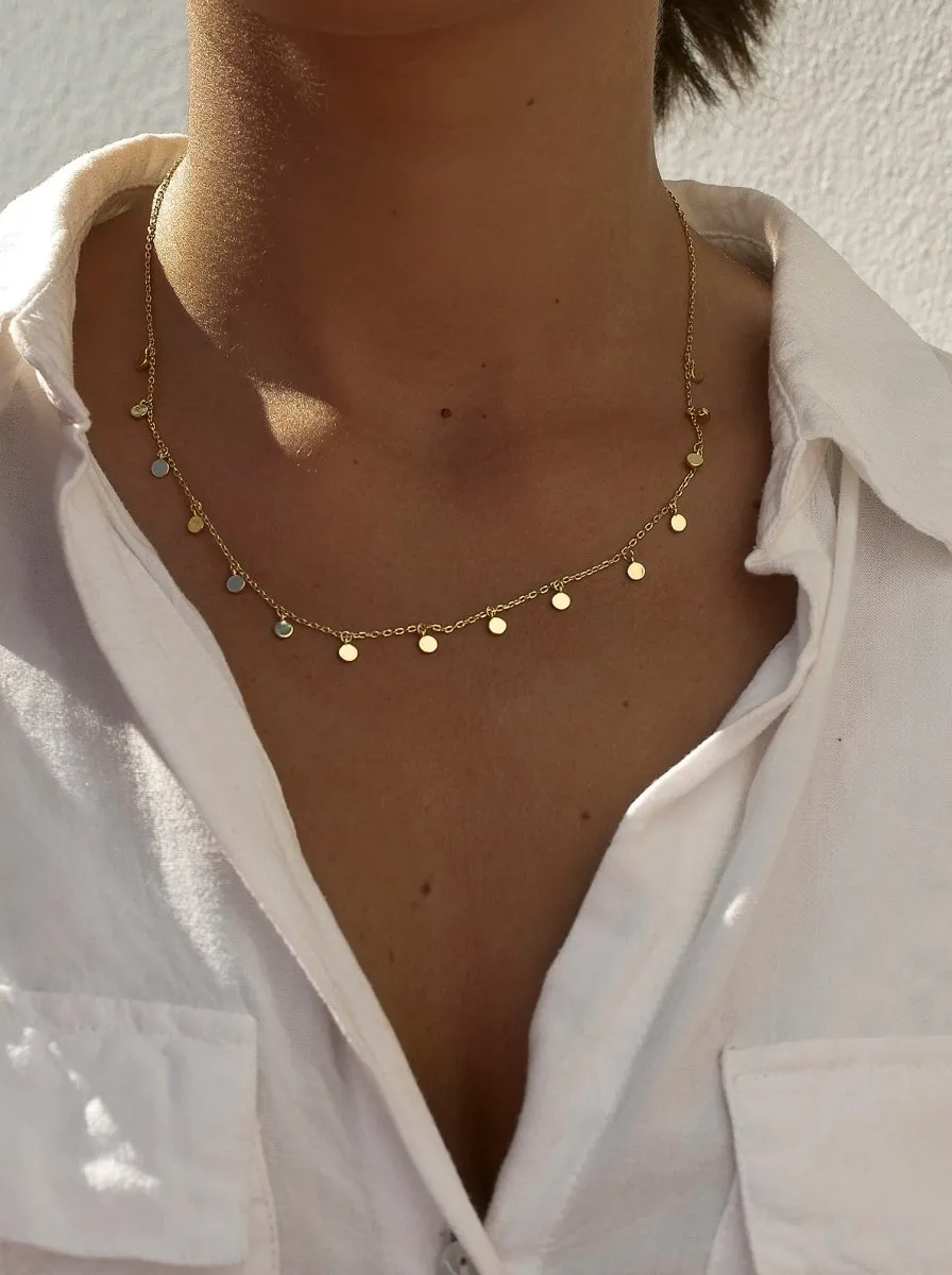 Collares con colgantes estilo mini círculos baados en oro