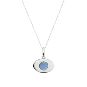 Collares de plata diseo ojo en tono aguamarina