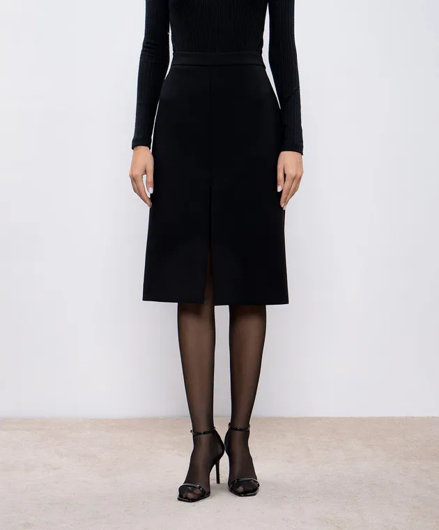 Dolce&Gabbana Black midi skirt with wool