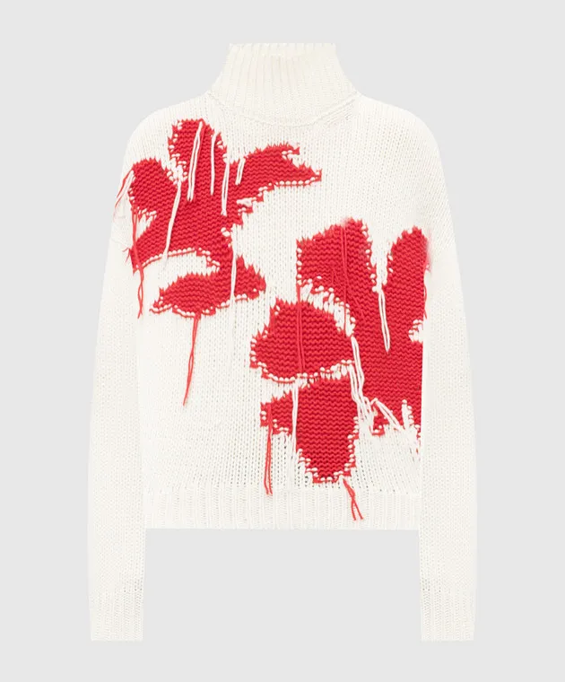 Dondup White Dolcevita sweater with patterned wool