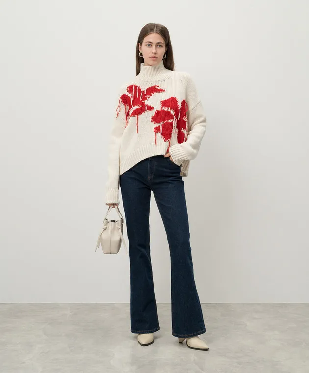 Dondup White Dolcevita sweater with patterned wool