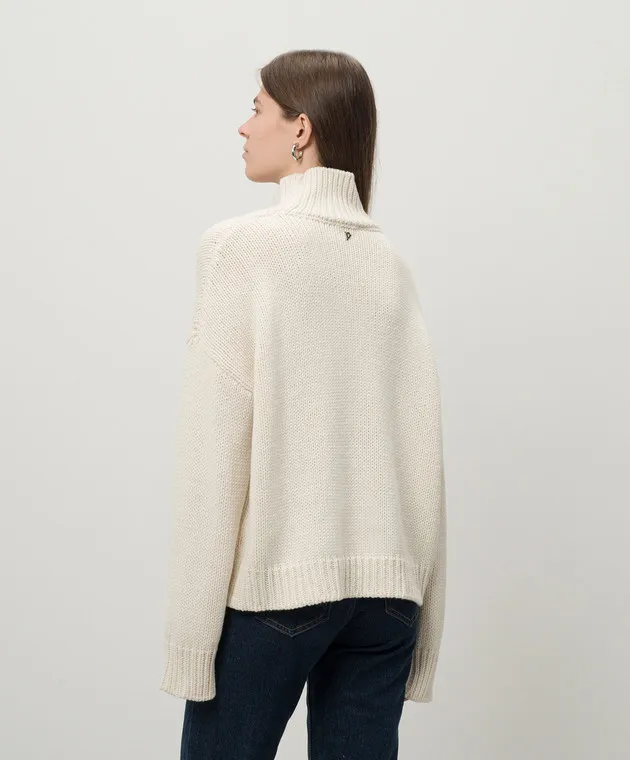 Dondup White Dolcevita sweater with patterned wool