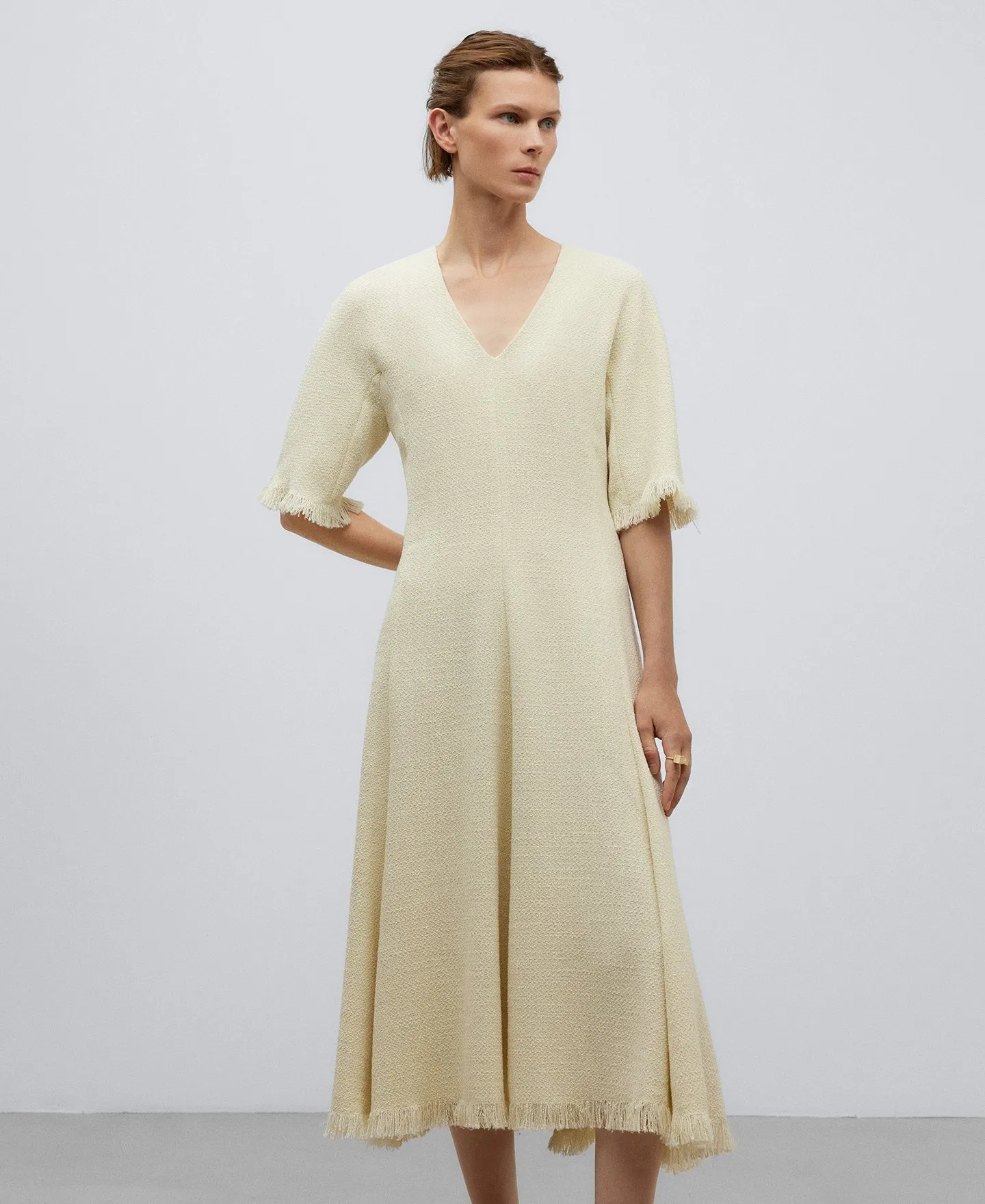 Dress with frayed hem woman