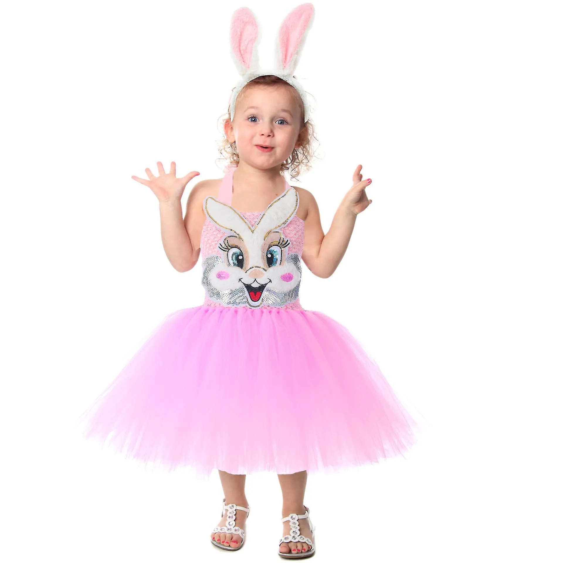 Dresses Children's Easter Sarong Cosplay Party Play Dress Bunny Dress + Hair Accessories