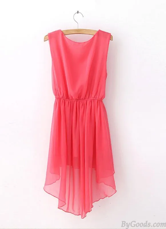 Elegant Sleeveless Chiffon Featuring Sequin Irregular Dress