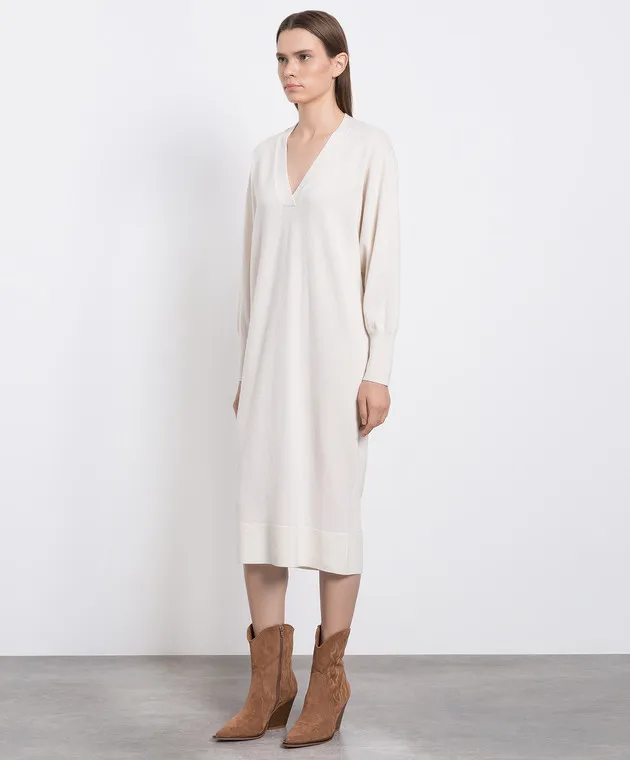 Enrico Mandelli White cashmere midi dress