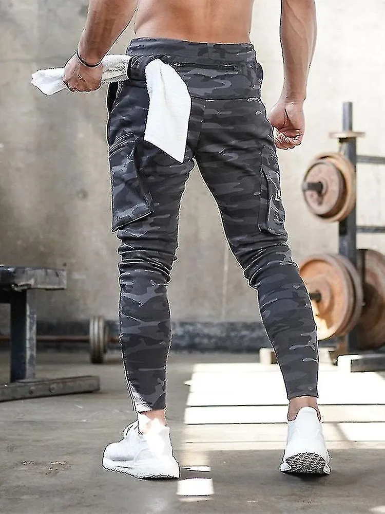 European American Sports Cargo Pants Men's Camouflage Fitness Sweatpants Running Training Pants Male Fashion Zipper Trousers