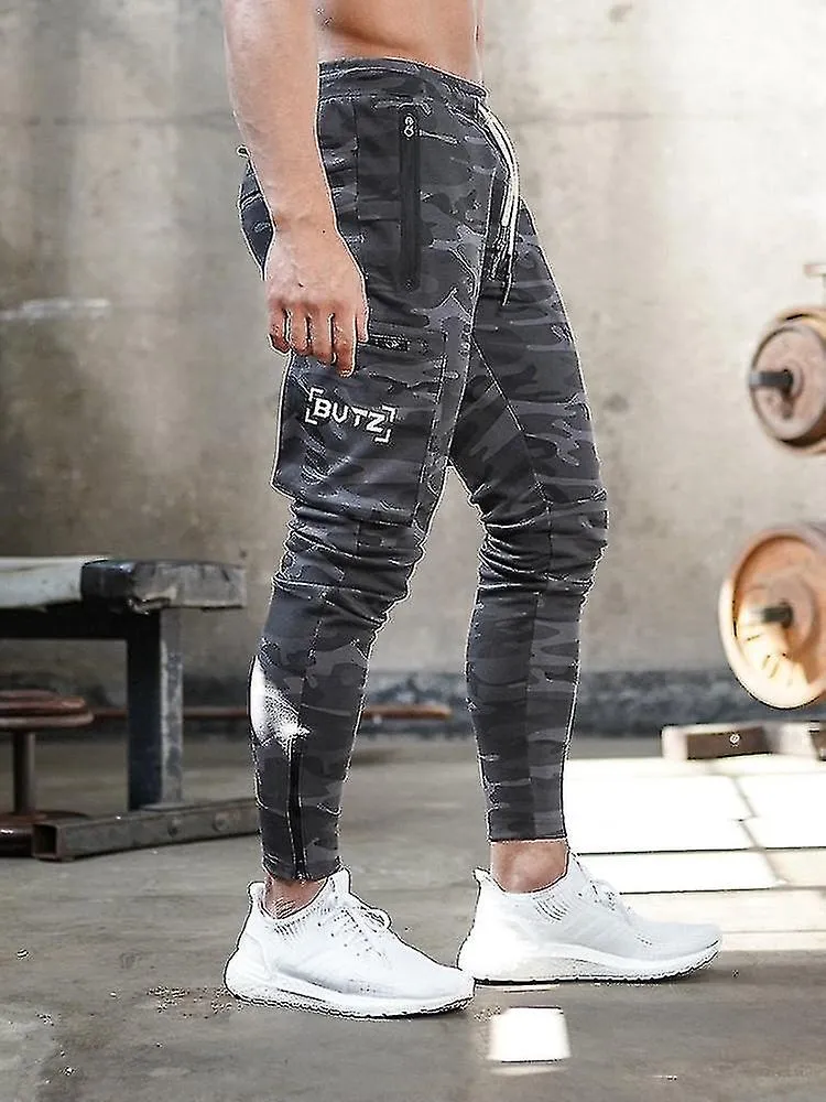 European American Sports Cargo Pants Men's Camouflage Fitness Sweatpants Running Training Pants Male Fashion Zipper Trousers