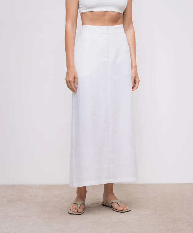 Faithfull White Nelli midi skirt made of linen