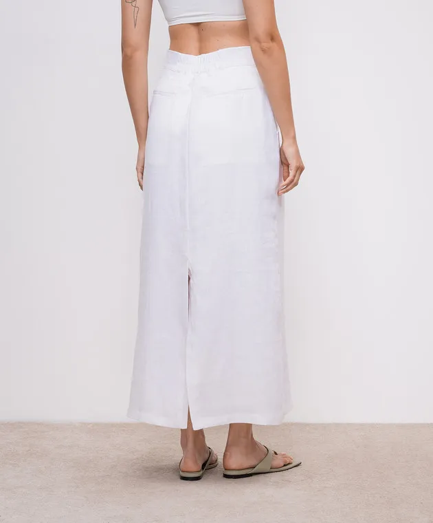 Faithfull White Nelli midi skirt made of linen