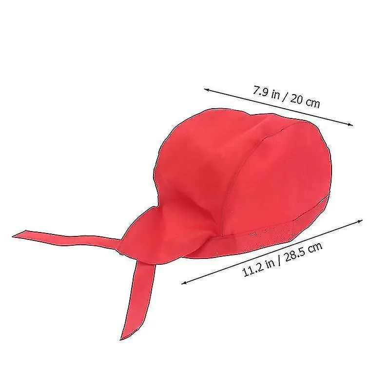 Fashion Chefs Hat Kitchen Catering Skull Ribbon Turban (red)