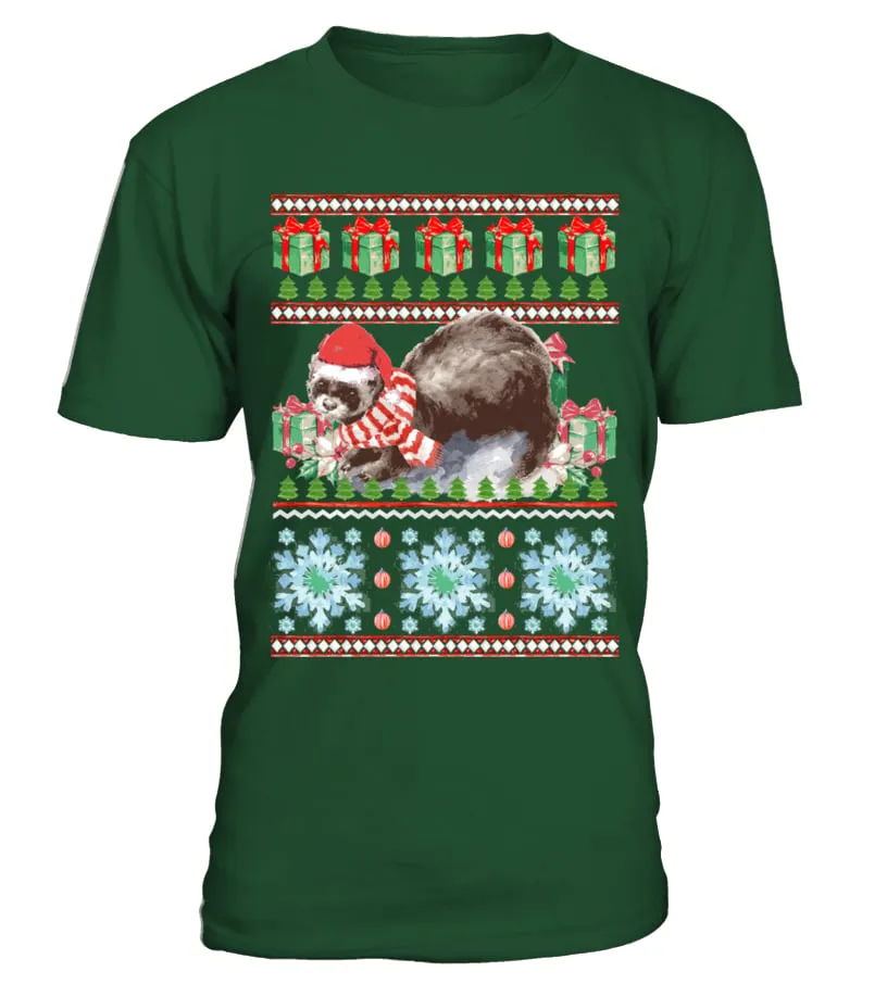 Ferret Ugly Christmas Sweater Camiseta cuello redondo Unisex