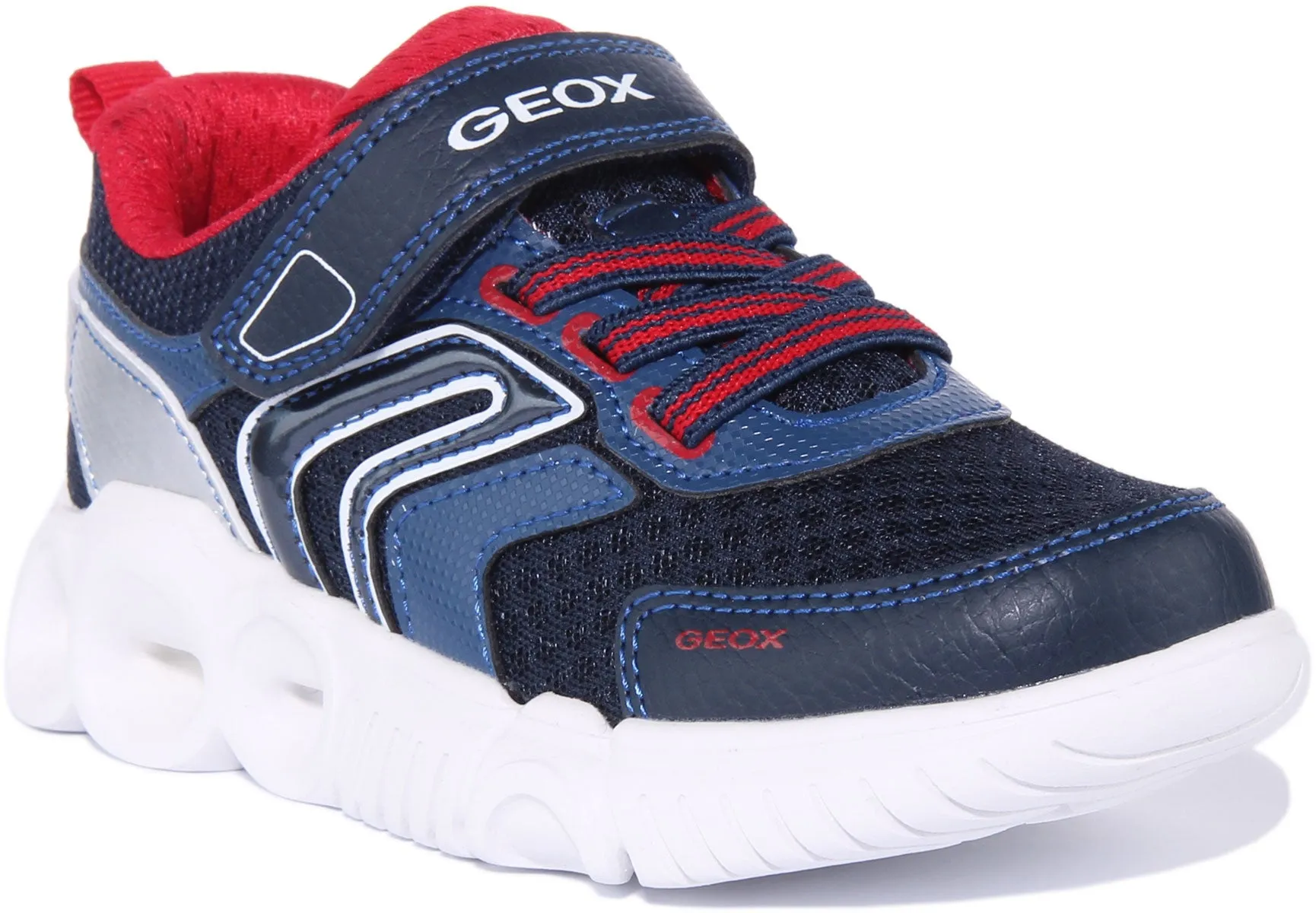 Geox J Wroom Zapatillas sintéticas de una sola tira con luz para niños en lima