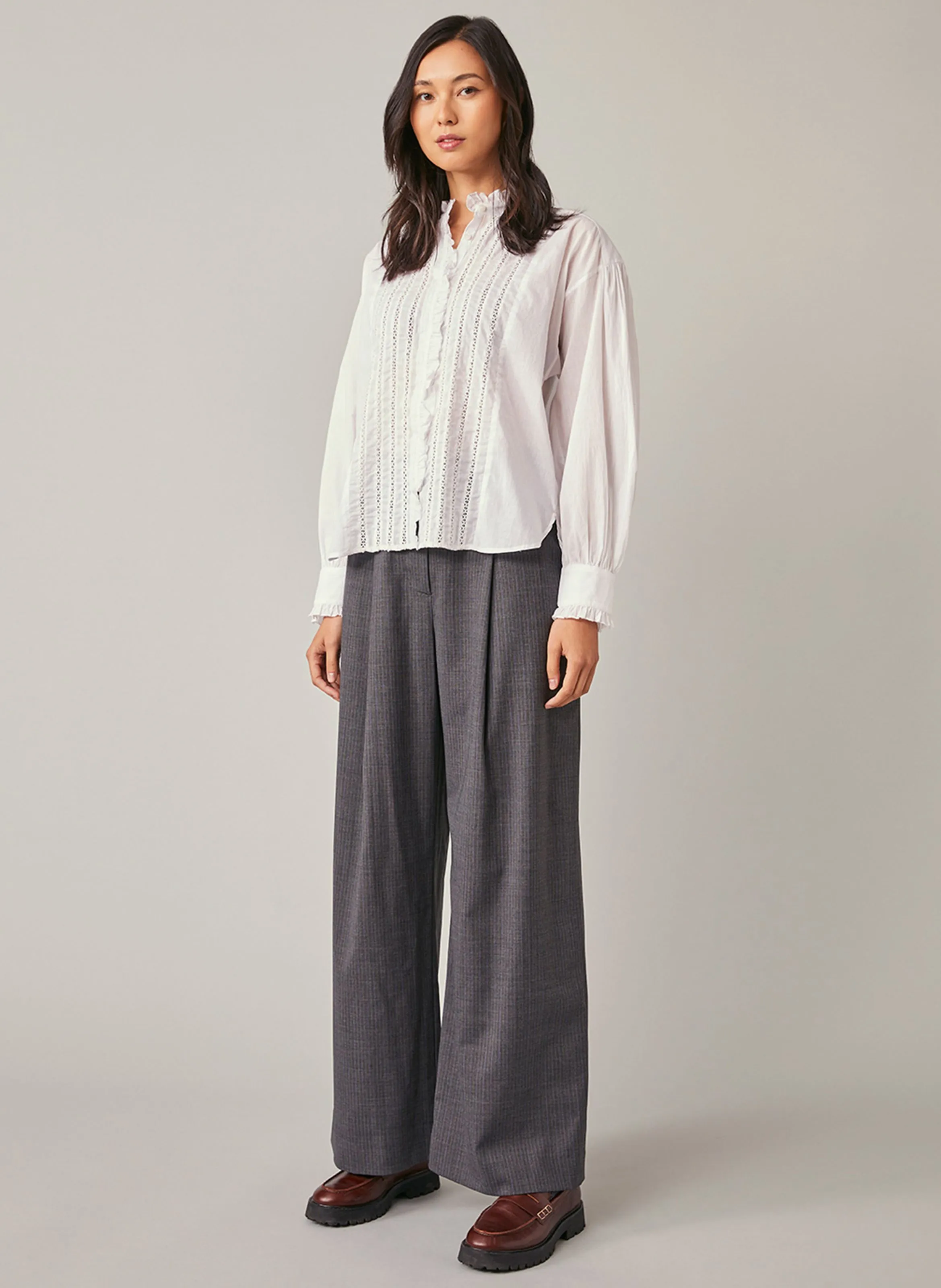 HARRIS WILSON FAY - Camisa oversize cuello victoriano de algodón en blanco