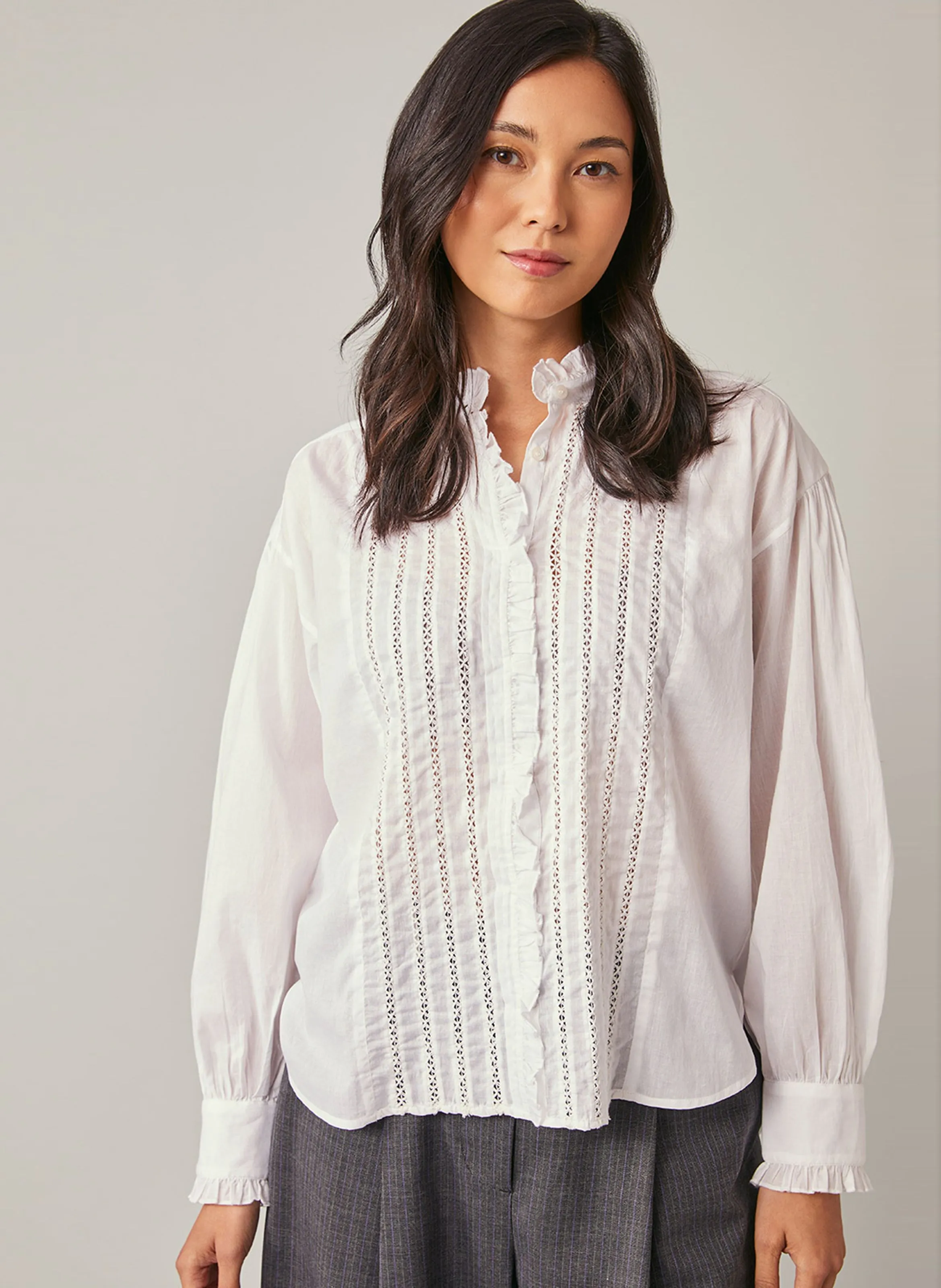 HARRIS WILSON FAY - Camisa oversize cuello victoriano de algodón en blanco