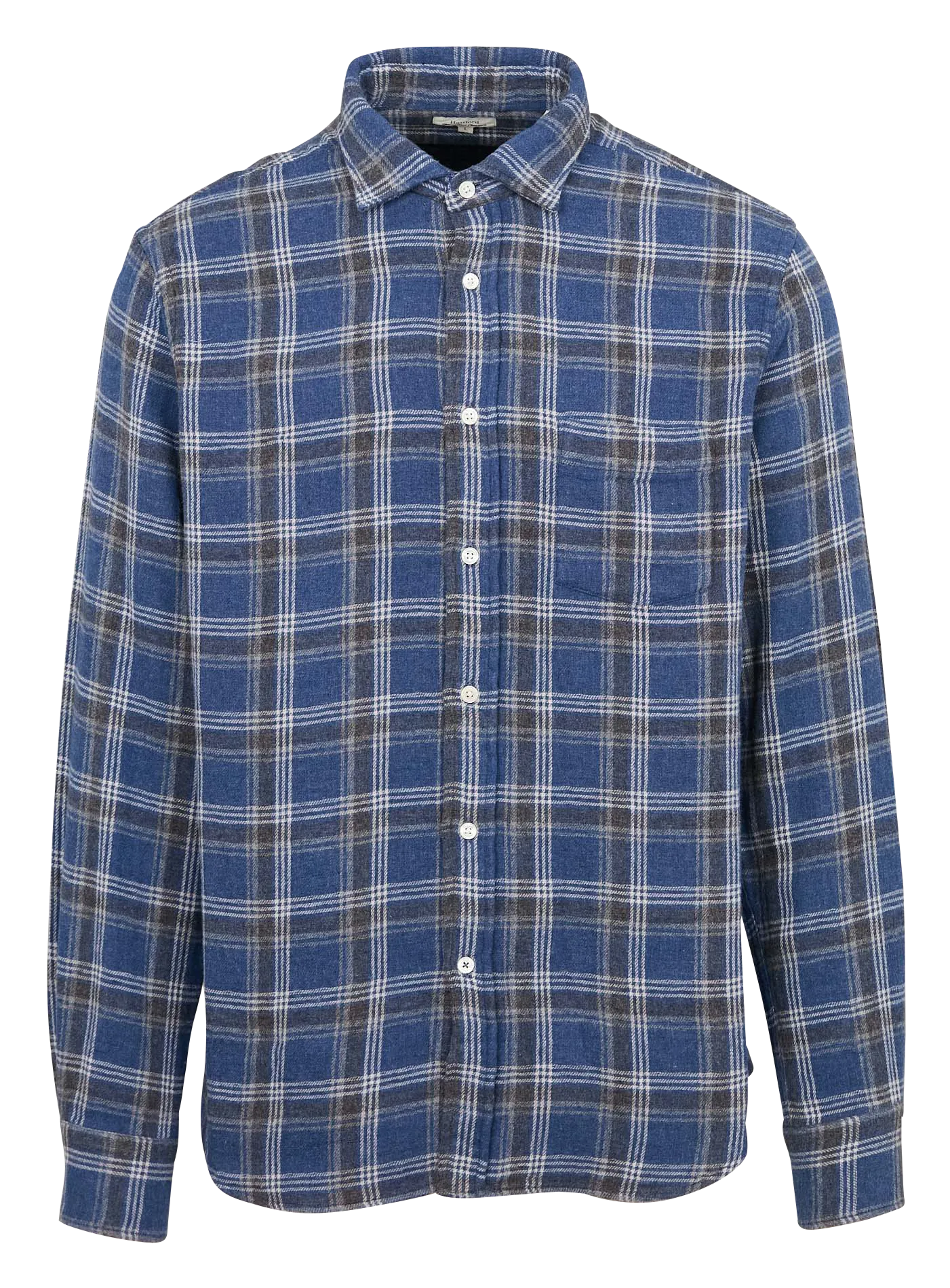 HARTFORD PAUL - Camisa recta estampada de algodón con cuello clásico en azul