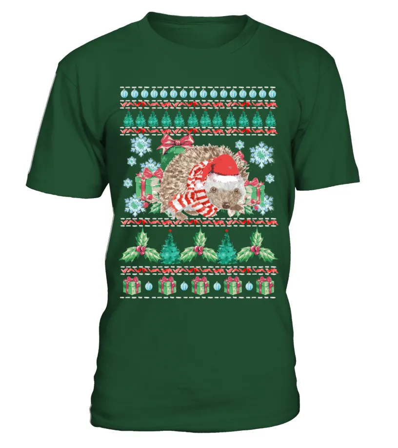 Hedgehog Ugly Christmas Sweater Camiseta cuello redondo Unisex