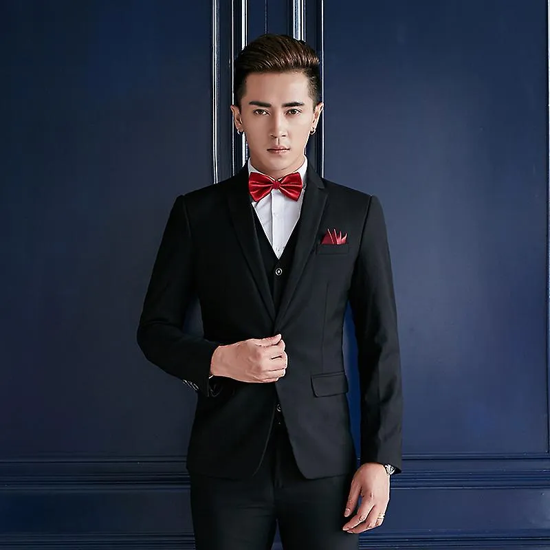 High Quality (suit + Vest + Trousers) Fashion Slim Elite Business Party Dress British Style Men's Formal Three-piece Suit