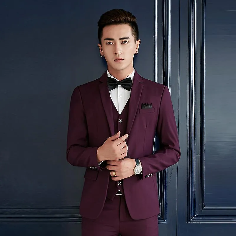 High Quality (suit + Vest + Trousers) Fashion Slim Elite Business Party Dress British Style Men's Formal Three-piece Suit