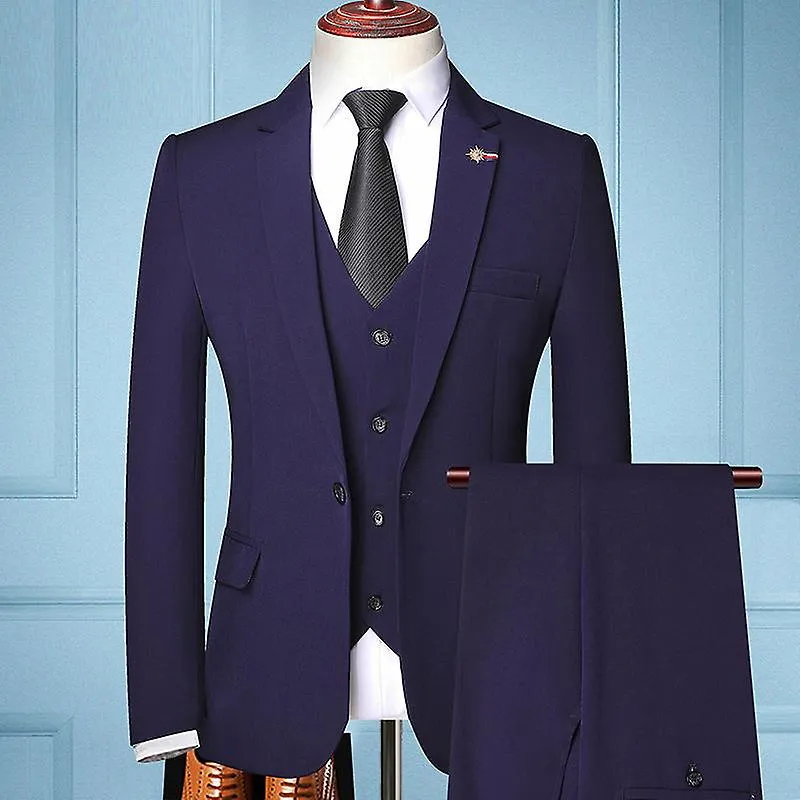 High Quality (suit + Vest + Trousers) Single Button Fashion Business Solid Color Gentleman Suit Korean Suit Three-piece Suit