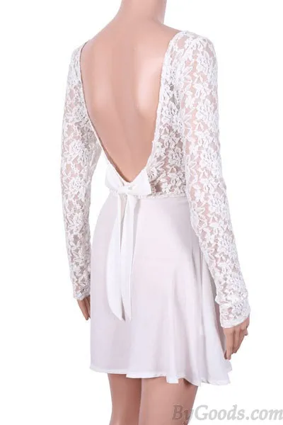 Hotsale Backless Lace Flounced Dress