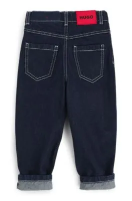 Jeans loose fit para niños en denim azul lavado