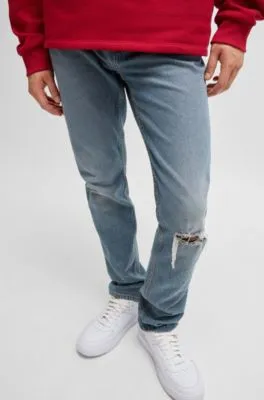 Jeans slim fit en denim elástico azul medio muy cómodo