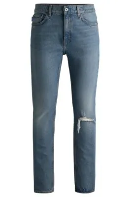 Jeans slim fit en denim elástico azul medio muy cómodo