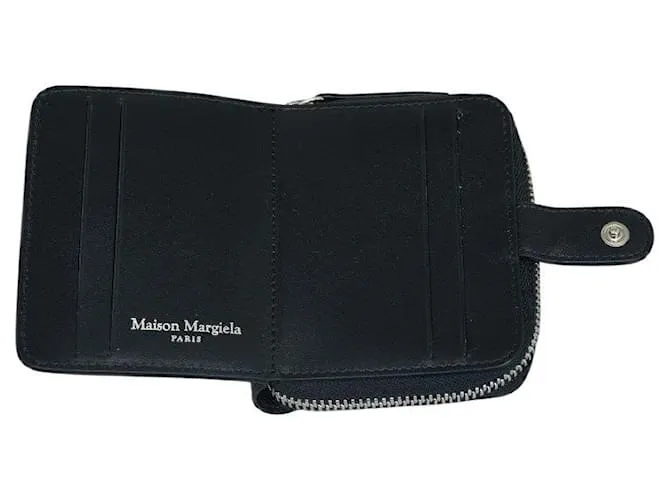 Maison Martin Margiela Billetera compacta de cuero Martin Margiela negra en excelente estado Negro 