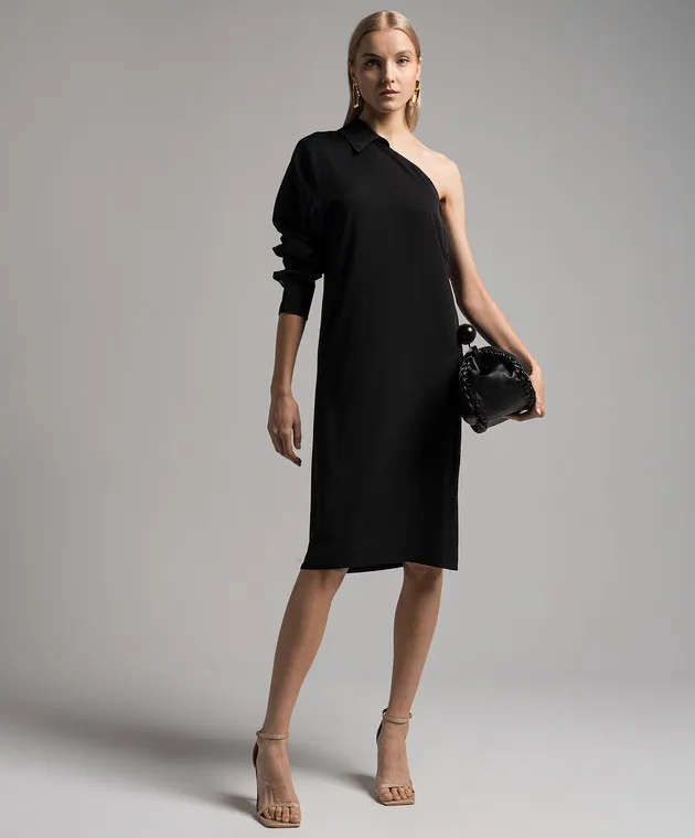 Max Mara Sportmax Black asymmetrical ZURCA silk dress