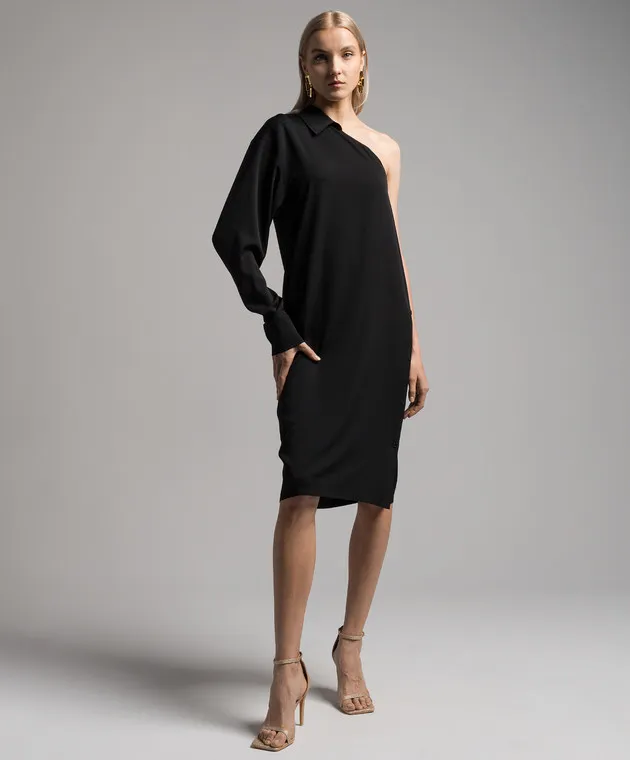 Max Mara Sportmax Black asymmetrical ZURCA silk dress