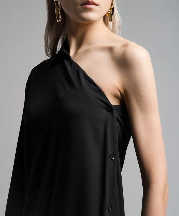 Max Mara Sportmax Black asymmetrical ZURCA silk dress