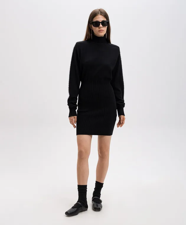 Max Mara Sportmax Black DARMA mini dress made of wool