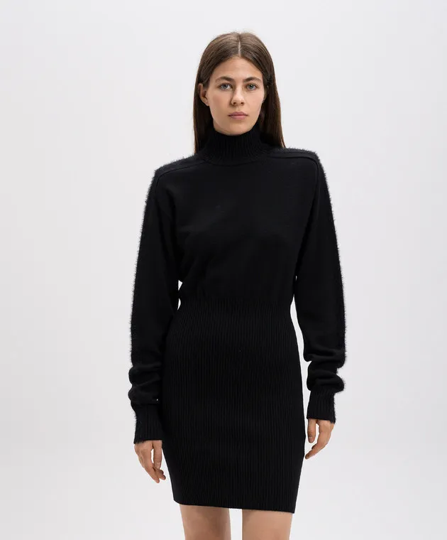 Max Mara Sportmax Black DARMA mini dress made of wool