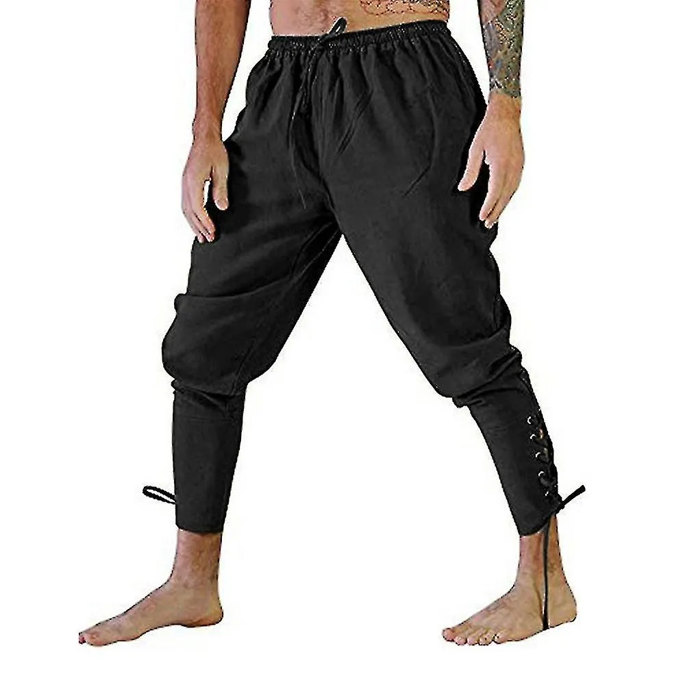 Men's Ankle Banded Pants Medieval Viking Navigator Pirate Costume Trousers Renaissance Gothic Pants