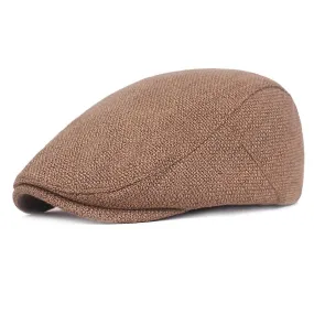 Men's Cotton Flat Snap Hat Ivy  Newsboy Hunting Driving Cap Knitted Material Multi Colors