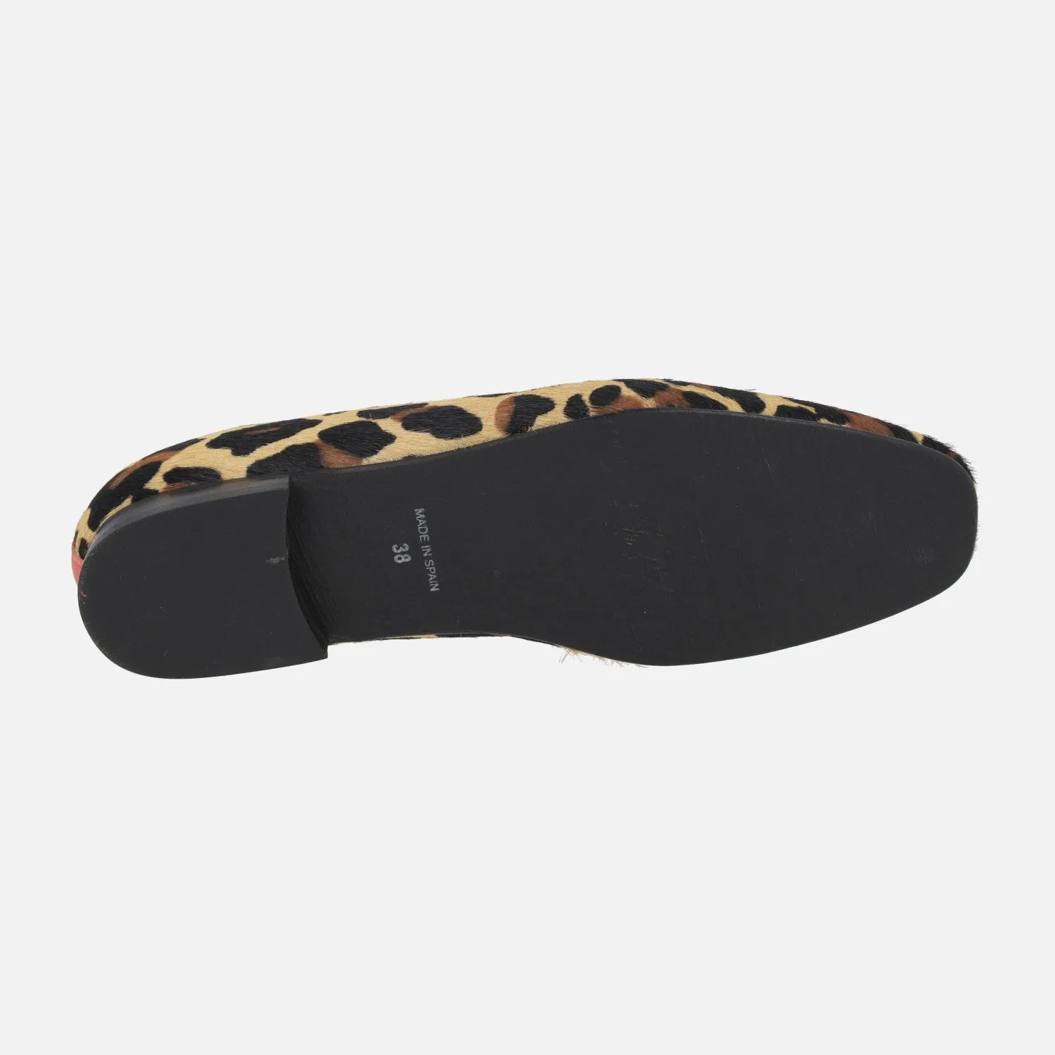 Mocasines para mujer en print leopardo con borlas en rojo