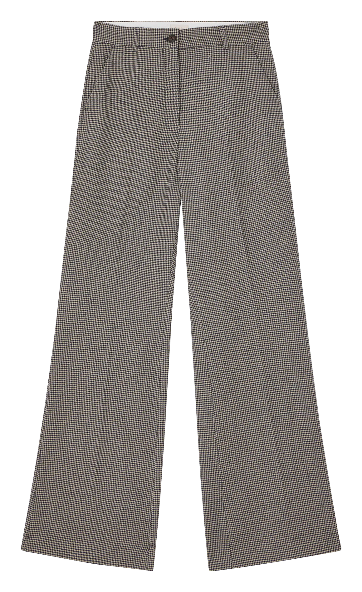 NAWRAS - Pantalón recto con estampado de pata de gallo en beige