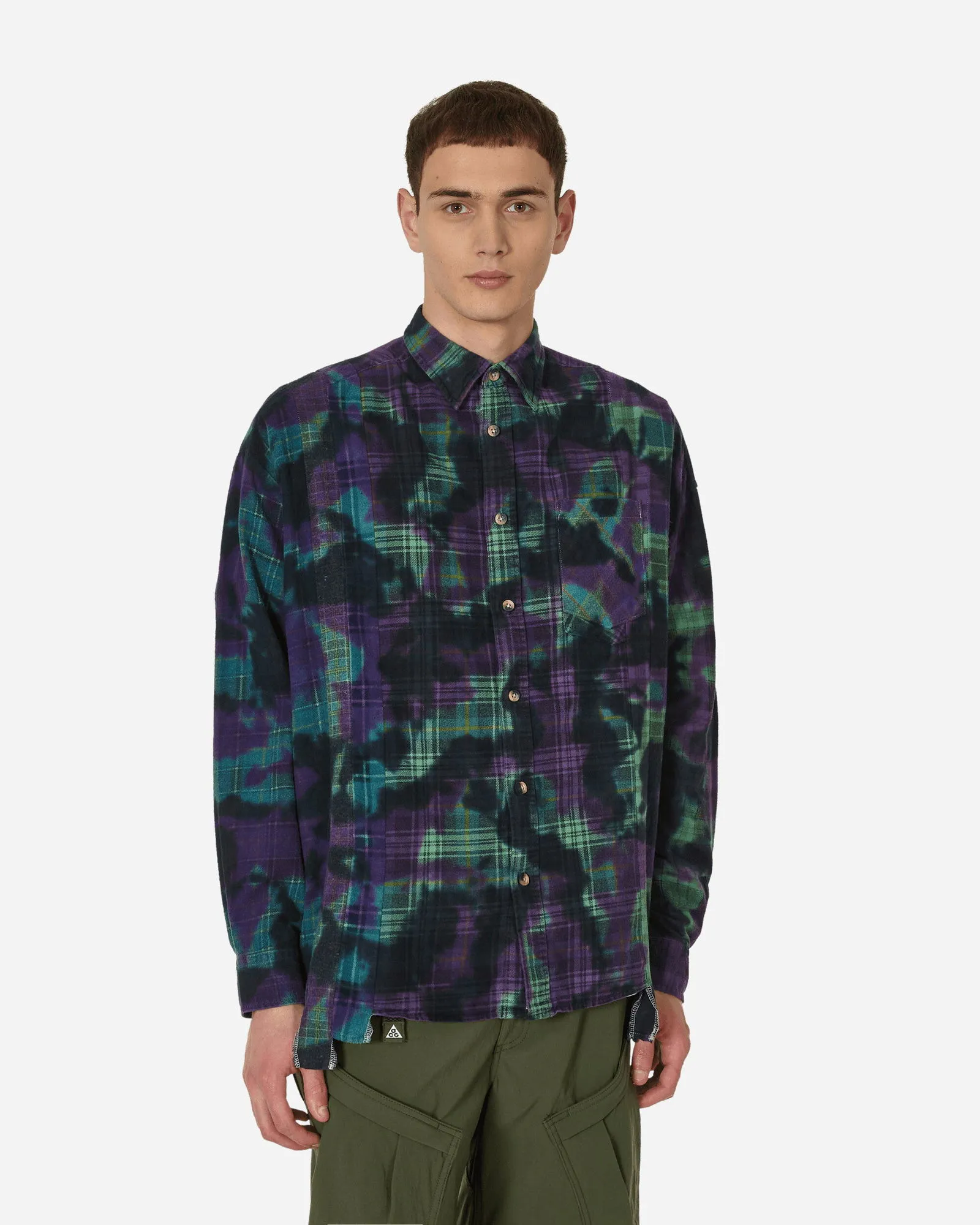 Needles 7 Cuts Wide Uneven Dye Flannel Shirt