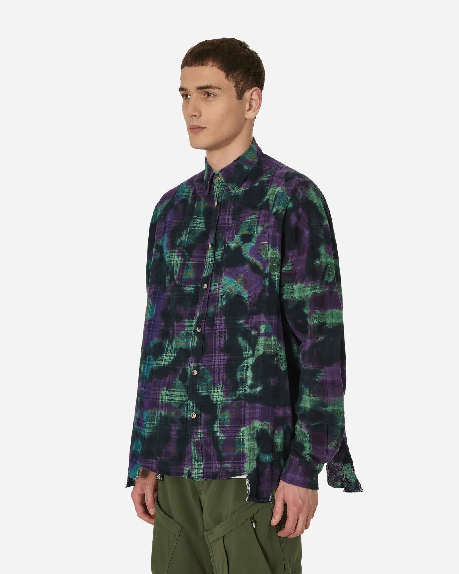 Needles 7 Cuts Wide Uneven Dye Flannel Shirt