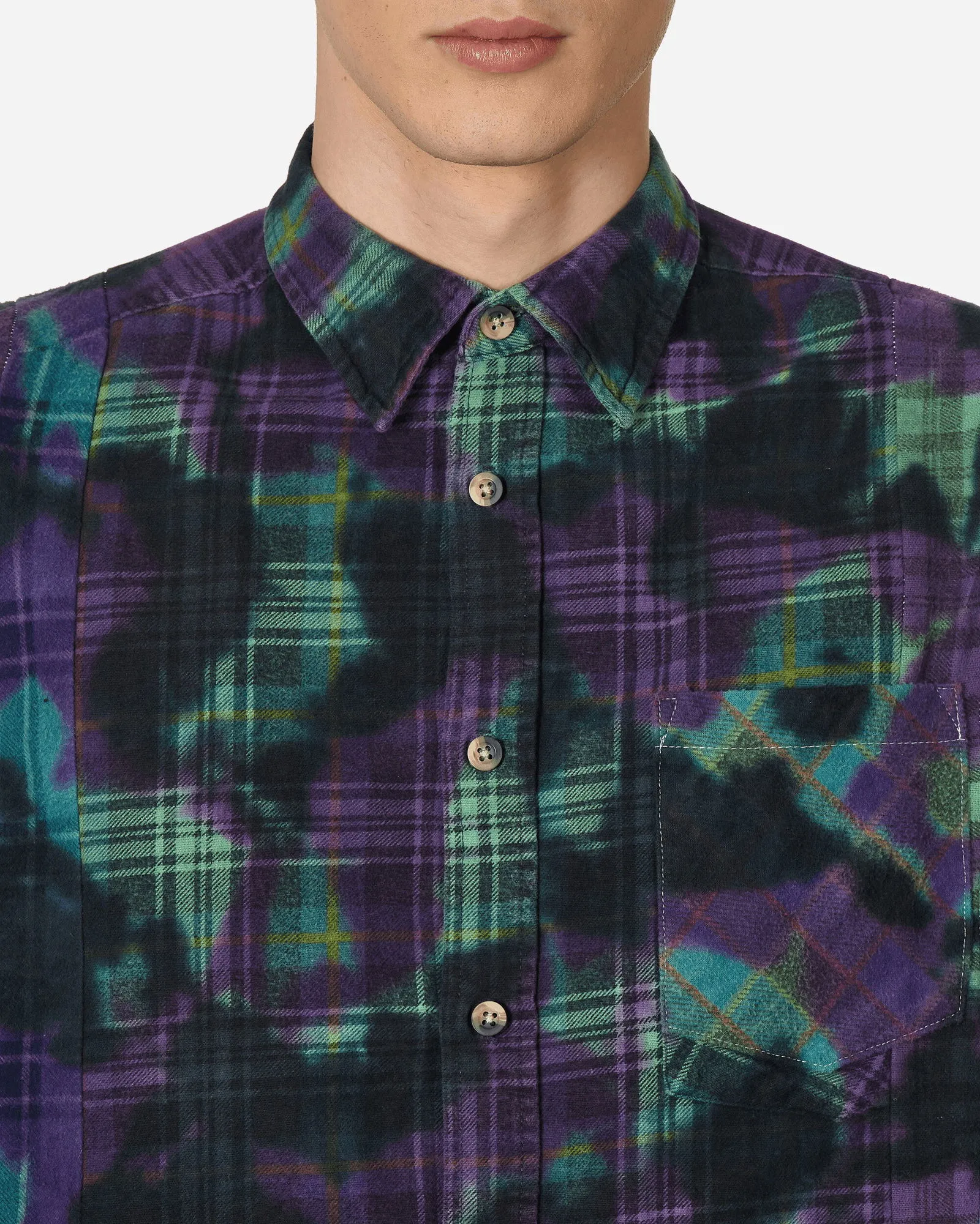 Needles 7 Cuts Wide Uneven Dye Flannel Shirt