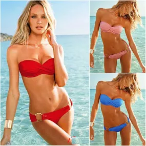 New Style Bandeau Padded Bra Low Rise Bikini