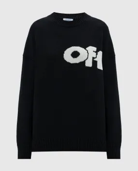 Off-White Black Wo Intarsio Sweater with Wool