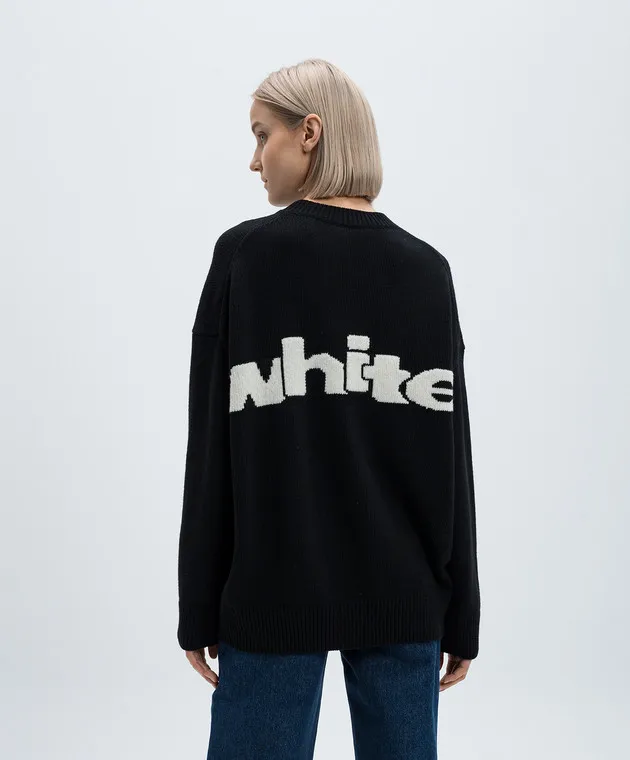 Off-White Black Wo Intarsio Sweater with Wool