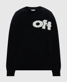 Off-White Black wool sweater with logo pattern