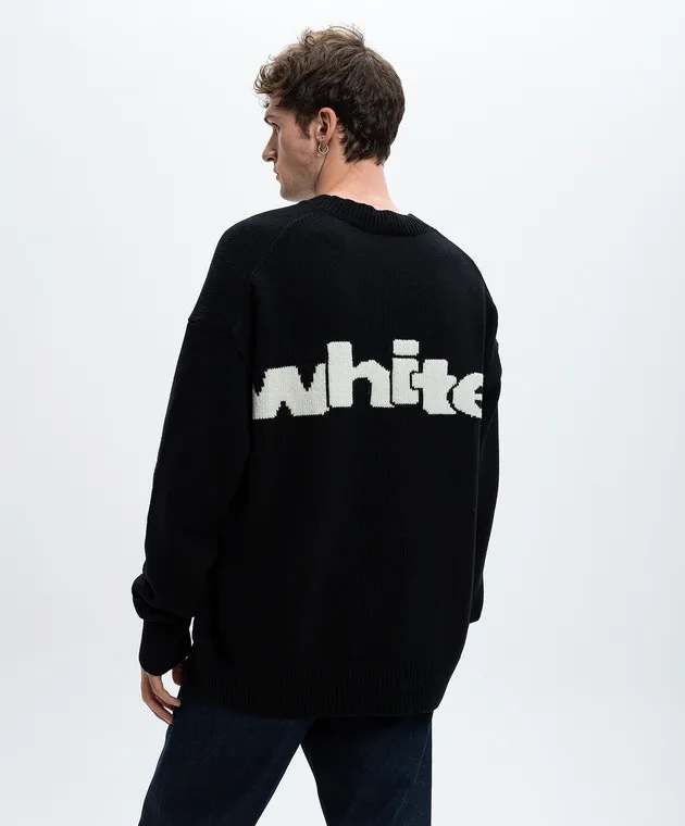 Off-White Black wool sweater with logo pattern