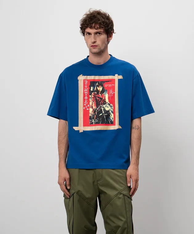 Off-White Blue T-shirt with a print